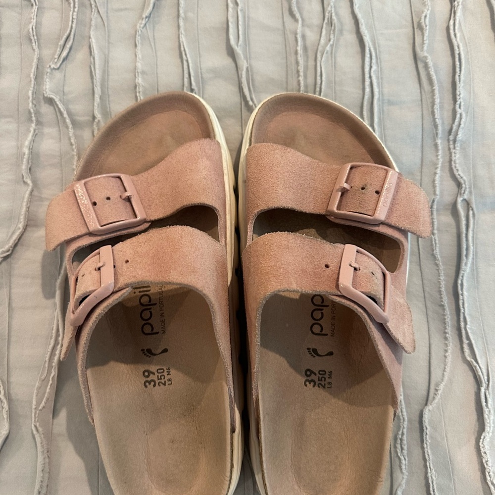 Papillio by Birkenstock Blush Suede Double Strap Sandals